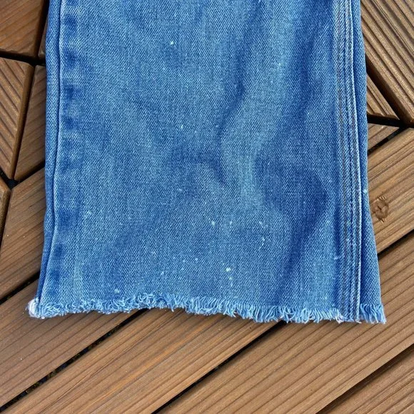 Vintage 70's Wrangler No Fault Repaired Cutoff Flare Denim 30x28
